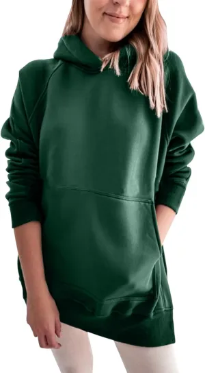 Hooded Sweatshirt Solid Color Ladies Solid Color Thickened Slit Front Pocket Long Sleeve Hoodie