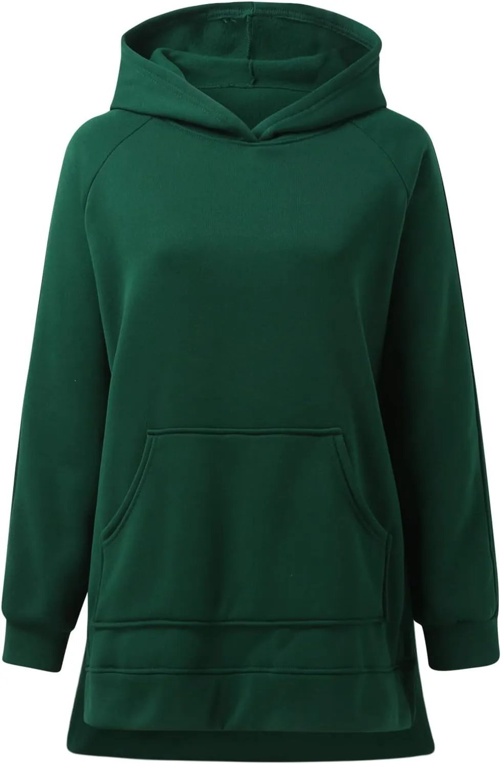 Hooded Sweatshirt Solid Color Ladies Solid Color Thickened Slit Front Pocket Long Sleeve Hoodie