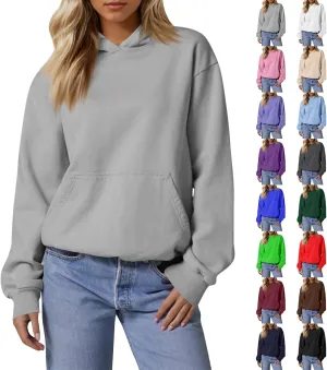 Hoodies for Women Fleece Oversized Hooded Sweatshirt with Pocket Casual Long Sleeve Workout Pullover Sweaters Tops