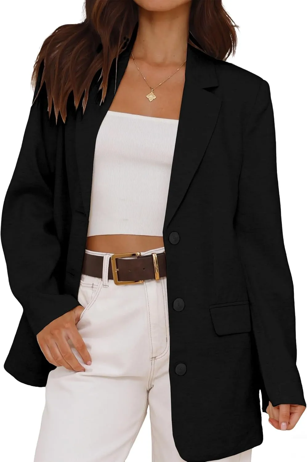 IDEALSANXUN Womens Long Sleeve Linen Blazer Casual Spring Summer Lightweight Jackets