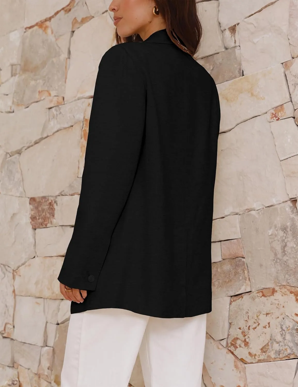 IDEALSANXUN Womens Long Sleeve Linen Blazer Casual Spring Summer Lightweight Jackets