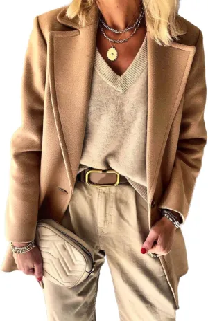 IDEALSANXUN Womens Wool Blazer Fall Winter Pea Coat Business Work Suit Jackets