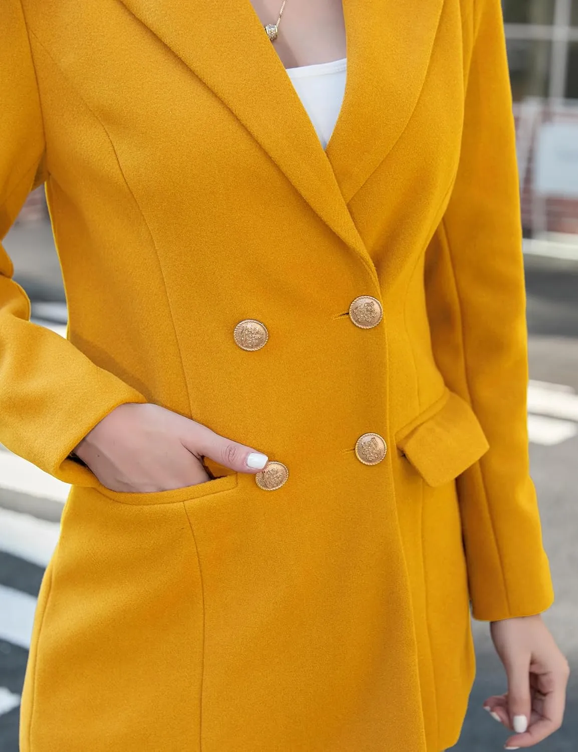 IDEALSANXUN Womens Wool Coat Double Breasted Trench Coat Fall Winter Clothes