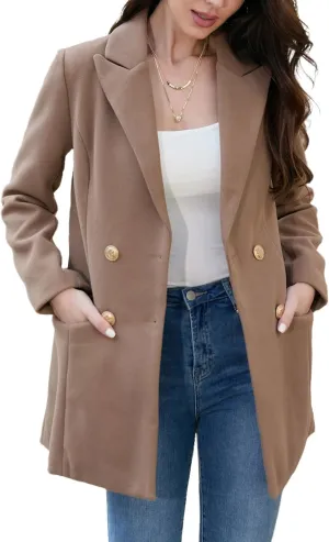 IDEALSANXUN Womens Wool Coat Double Breasted Trench Coat Fall Winter Clothes