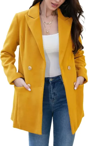 IDEALSANXUN Womens Wool Coat Double Breasted Trench Coat Fall Winter Clothes