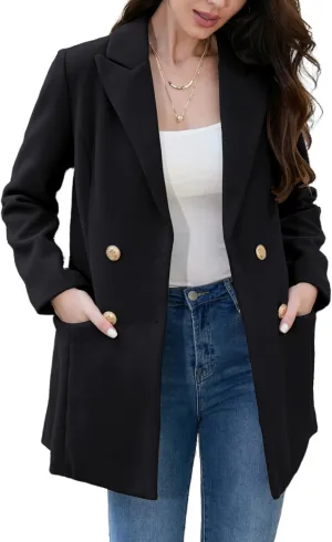 IDEALSANXUN Womens Wool Coat Double Breasted Trench Coat Fall Winter Clothes