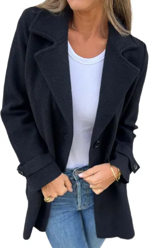 IDEALSANXUN Wool Pea Coats for Women Fall Winter Classic Mid Length Peacoat Trench Coat Blazer Jacket