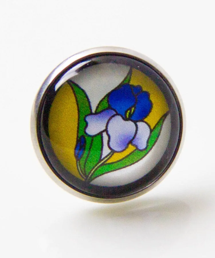 Iris Stud Earrings / Hari Stained Glass Japanese Earrings