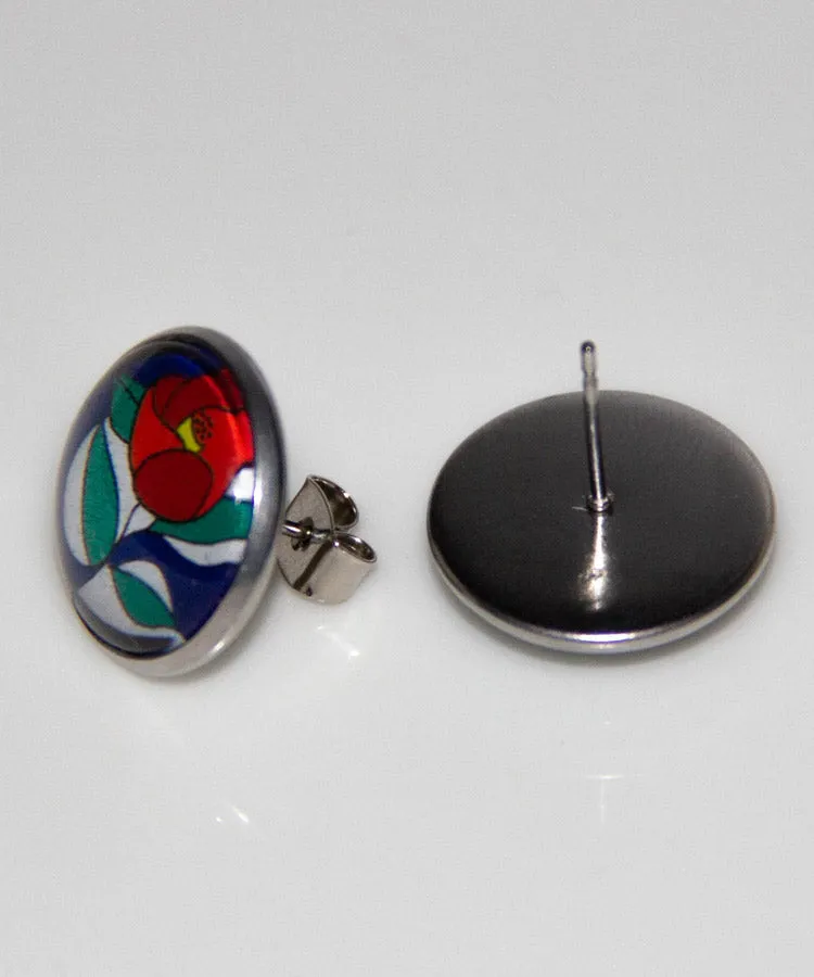 Iris Stud Earrings / Hari Stained Glass Japanese Earrings