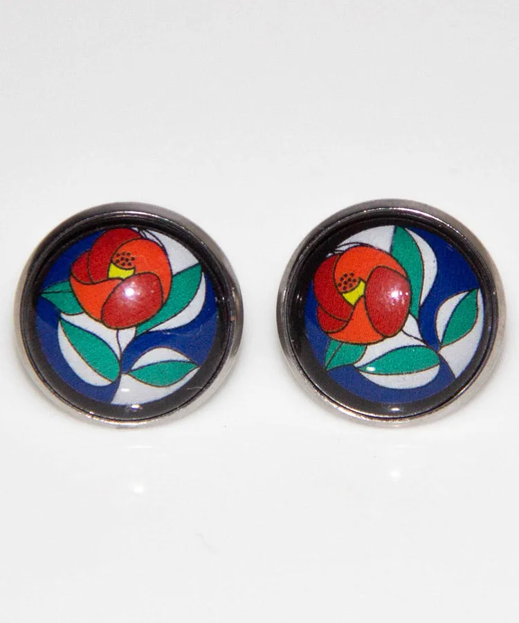 Iris Stud Earrings / Hari Stained Glass Japanese Earrings