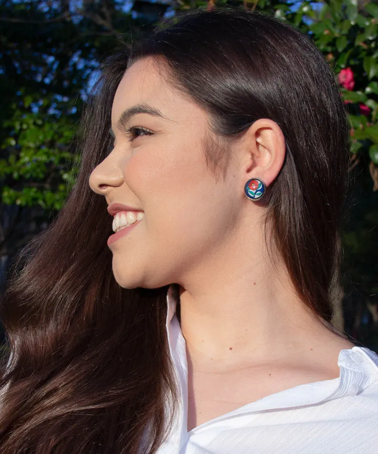 Iris Stud Earrings / Hari Stained Glass Japanese Earrings