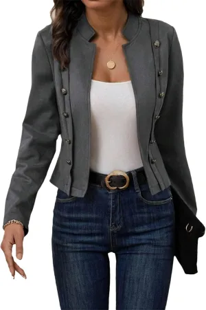 IVERIRMIN Women's Faux Leather Suede Open Front Jacket Dressy Casual Lightweight Cropped Moto Biker Coat Retro Blazer Outwear