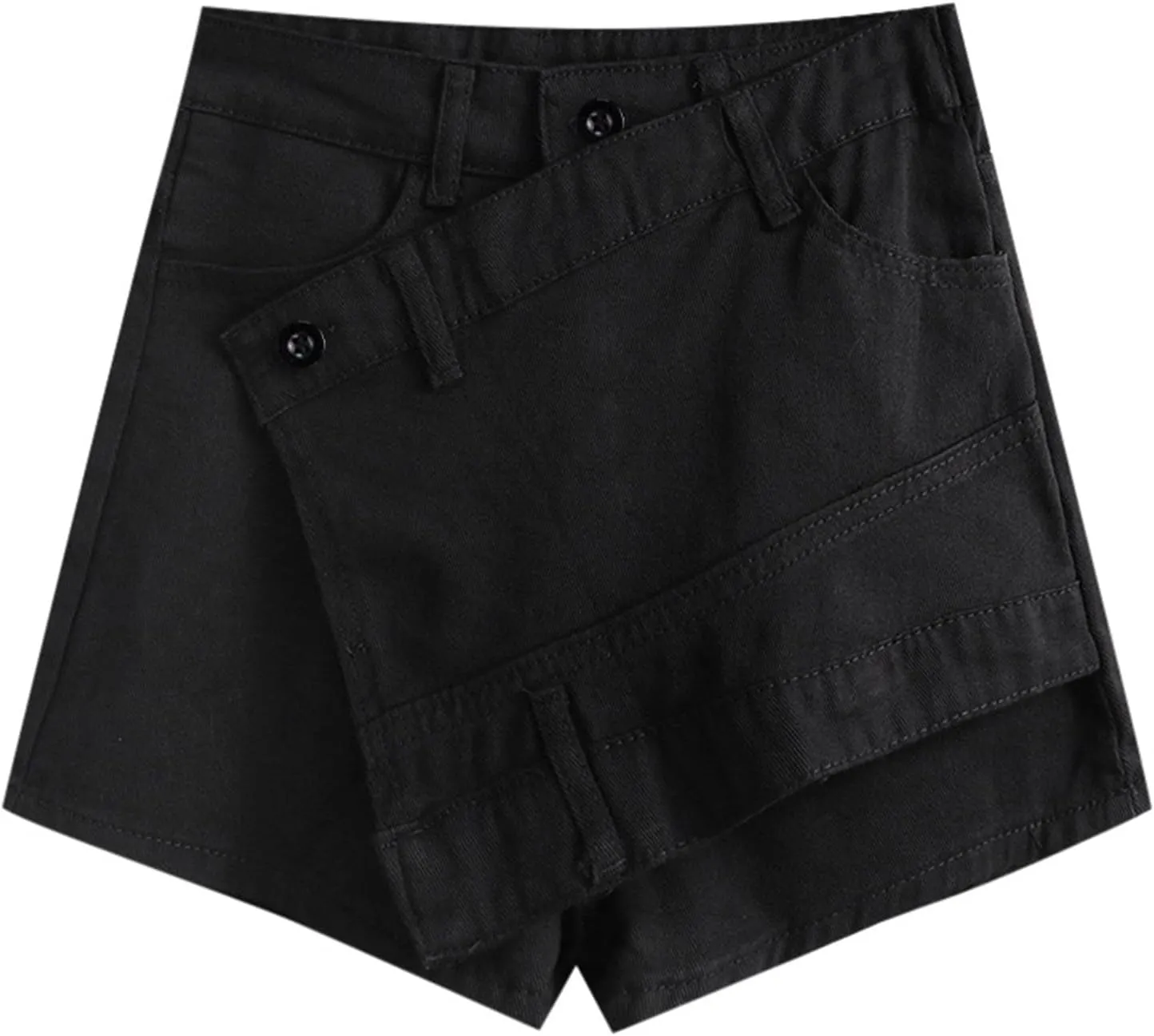Jean Skirts for Women High Waist Casual Summer Denim Skort Button Down Asymmetrical Y2K A Line Mini Skirt Shorts