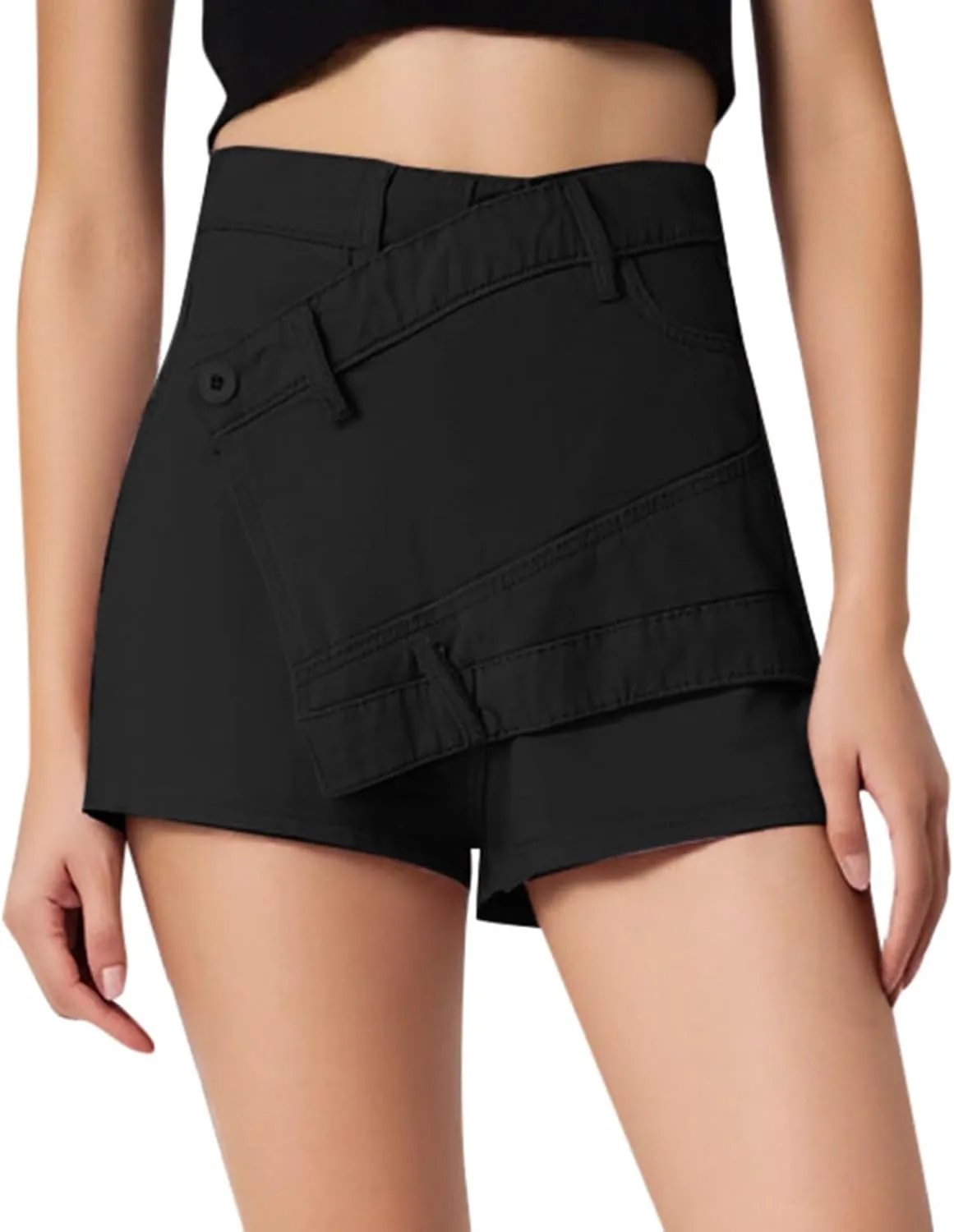 Jean Skirts for Women High Waist Casual Summer Denim Skort Button Down Asymmetrical Y2K A Line Mini Skirt Shorts