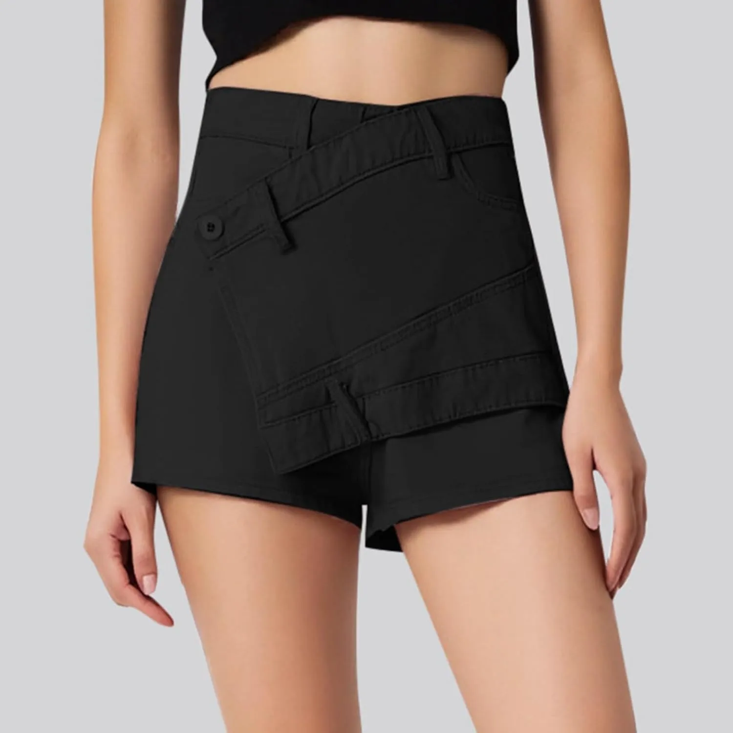Jean Skirts for Women High Waist Casual Summer Denim Skort Button Down Asymmetrical Y2K A Line Mini Skirt Shorts