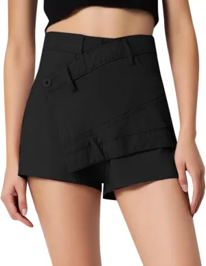 Jean Skirts for Women High Waist Casual Summer Denim Skort Button Down Asymmetrical Y2K A Line Mini Skirt Shorts