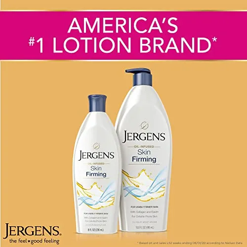 Jergens Skin Firming Body Lotion for Dry to Extra Dry Skin, Skin Tightening Cream with Collagen and Elastin, Instantly Moisturizes Dry Skin, Dermatologist Tested, Hydralucence Blend, 3-16.8 oz
