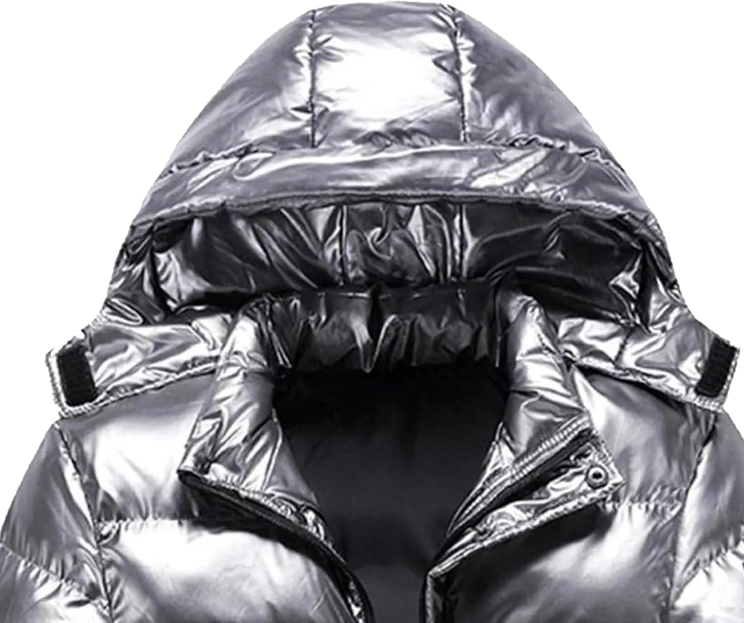 JEsilunmaMY Men's Thermal Shiny Hooded Puffer Jacket Winter Coats Water-Resistant Down Coats Insulated Padded Puffy Coat