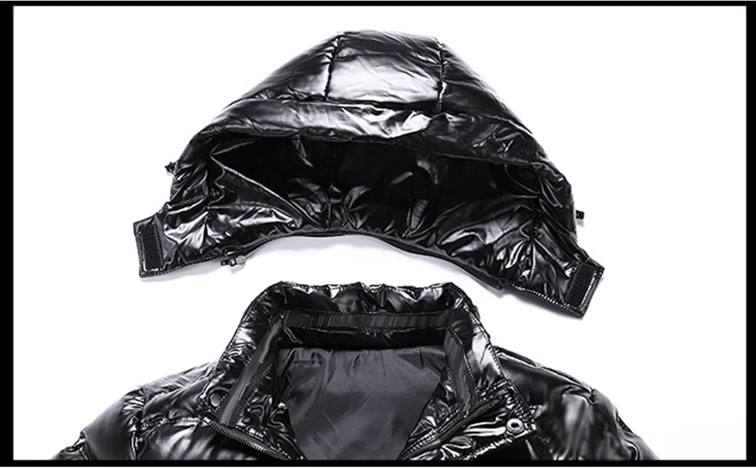 JEsilunmaMY Men's Thermal Shiny Hooded Puffer Jacket Winter Coats Water-Resistant Down Coats Insulated Padded Puffy Coat