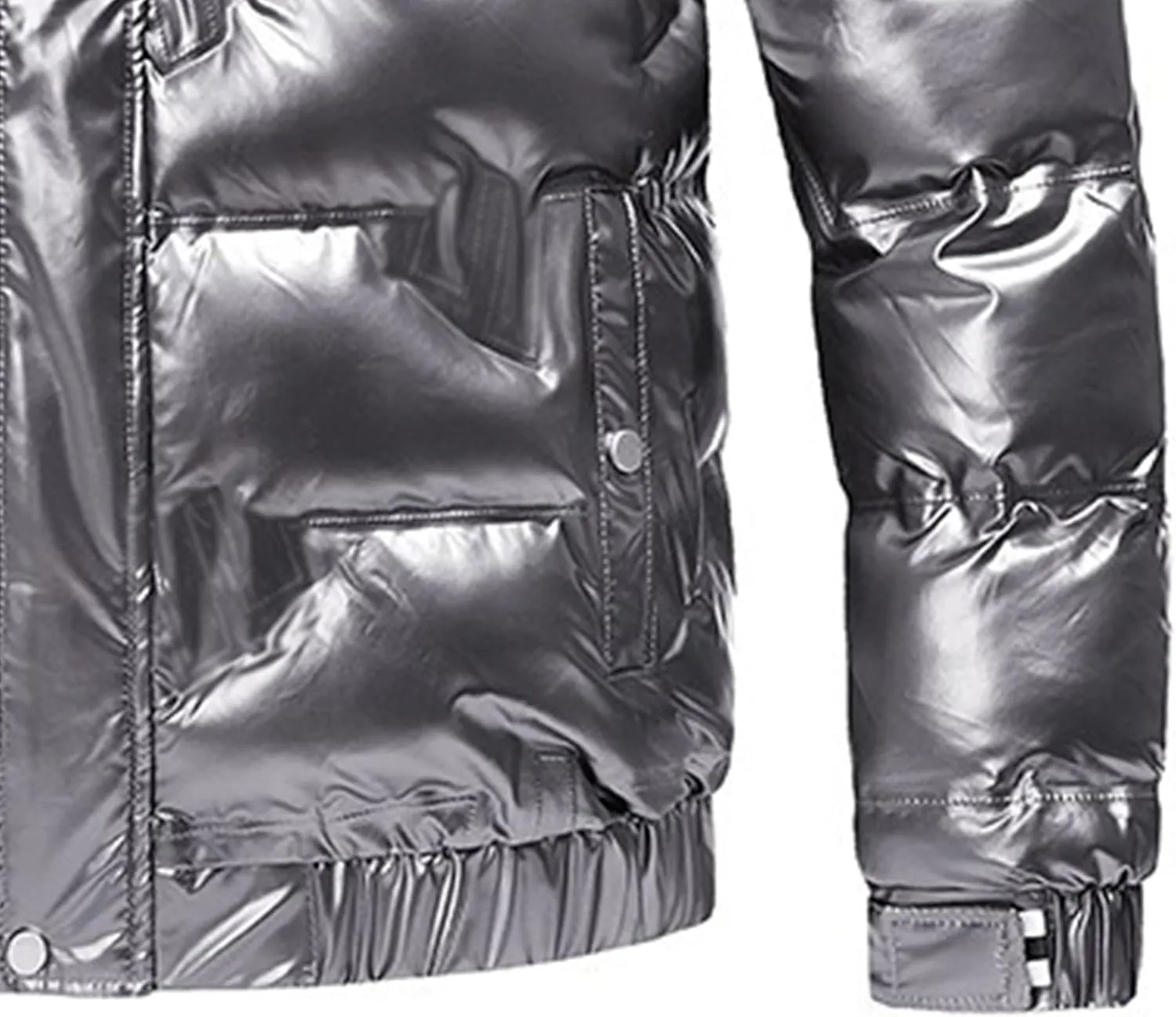 JEsilunmaMY Men's Thermal Shiny Hooded Puffer Jacket Winter Coats Water-Resistant Down Coats Insulated Padded Puffy Coat