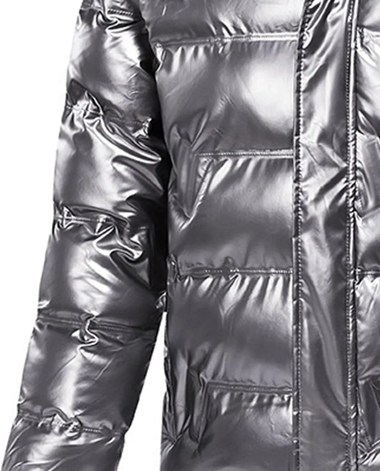 JEsilunmaMY Men's Thermal Shiny Hooded Puffer Jacket Winter Coats Water-Resistant Down Coats Insulated Padded Puffy Coat