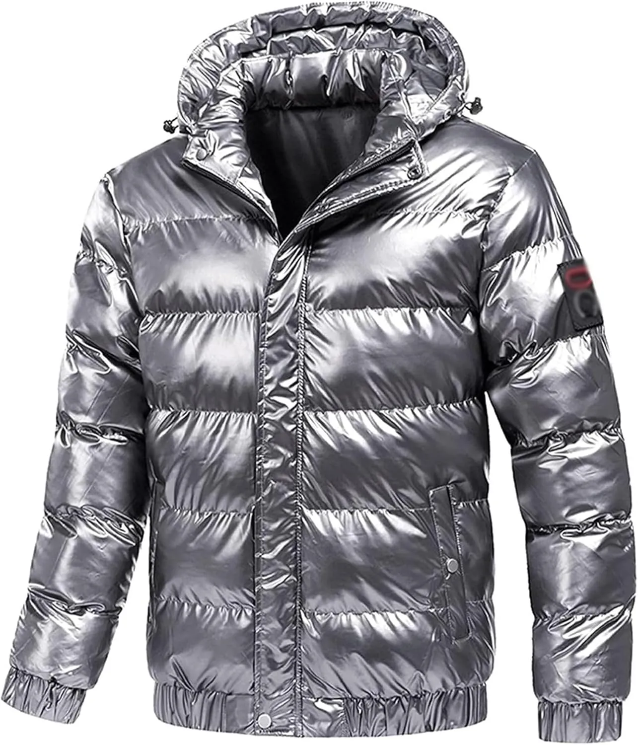 JEsilunmaMY Men's Thermal Shiny Hooded Puffer Jacket Winter Coats Water-Resistant Down Coats Insulated Padded Puffy Coat