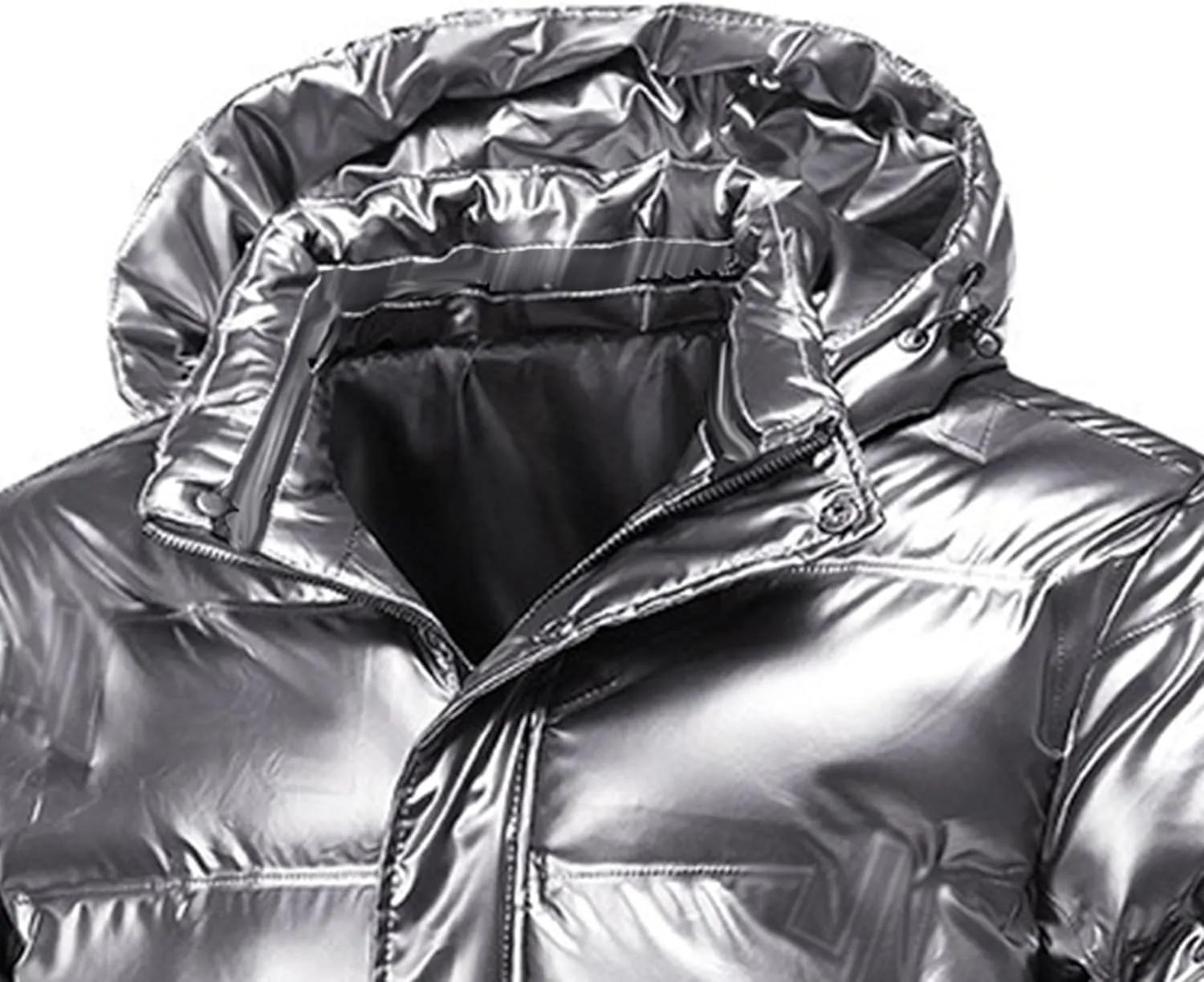 JEsilunmaMY Men's Thermal Shiny Hooded Puffer Jacket Winter Coats Water-Resistant Down Coats Insulated Padded Puffy Coat
