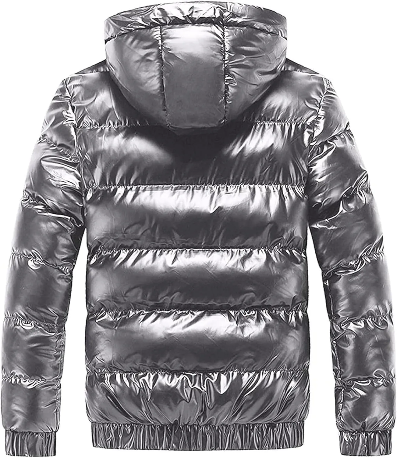 JEsilunmaMY Men's Thermal Shiny Hooded Puffer Jacket Winter Coats Water-Resistant Down Coats Insulated Padded Puffy Coat