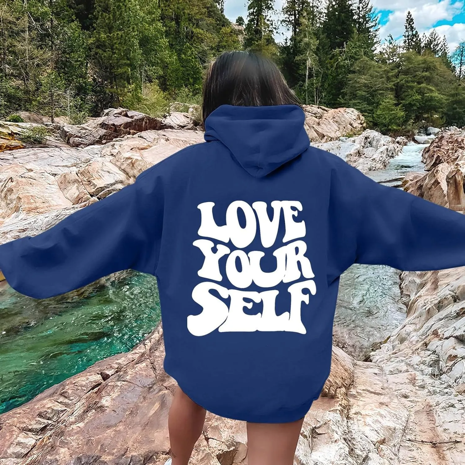 Jesus Loves You Christian Hoodies Women's Letter Graphic Casual Long Sleeve Drawstring Y2k Hoodie Fall Winter Sweatshirt
