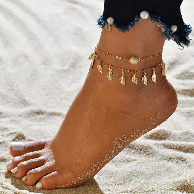 Jewelry that Helps the Ocean | Gold Leaf Dangle Anklet