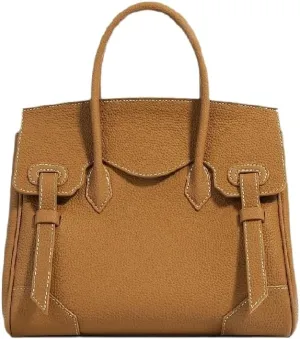 JIUFENG Women's Top Handle Satchel With Detachable Strap,Lychee Pattern Genuine Leather Fashion Crossbody Slingbag