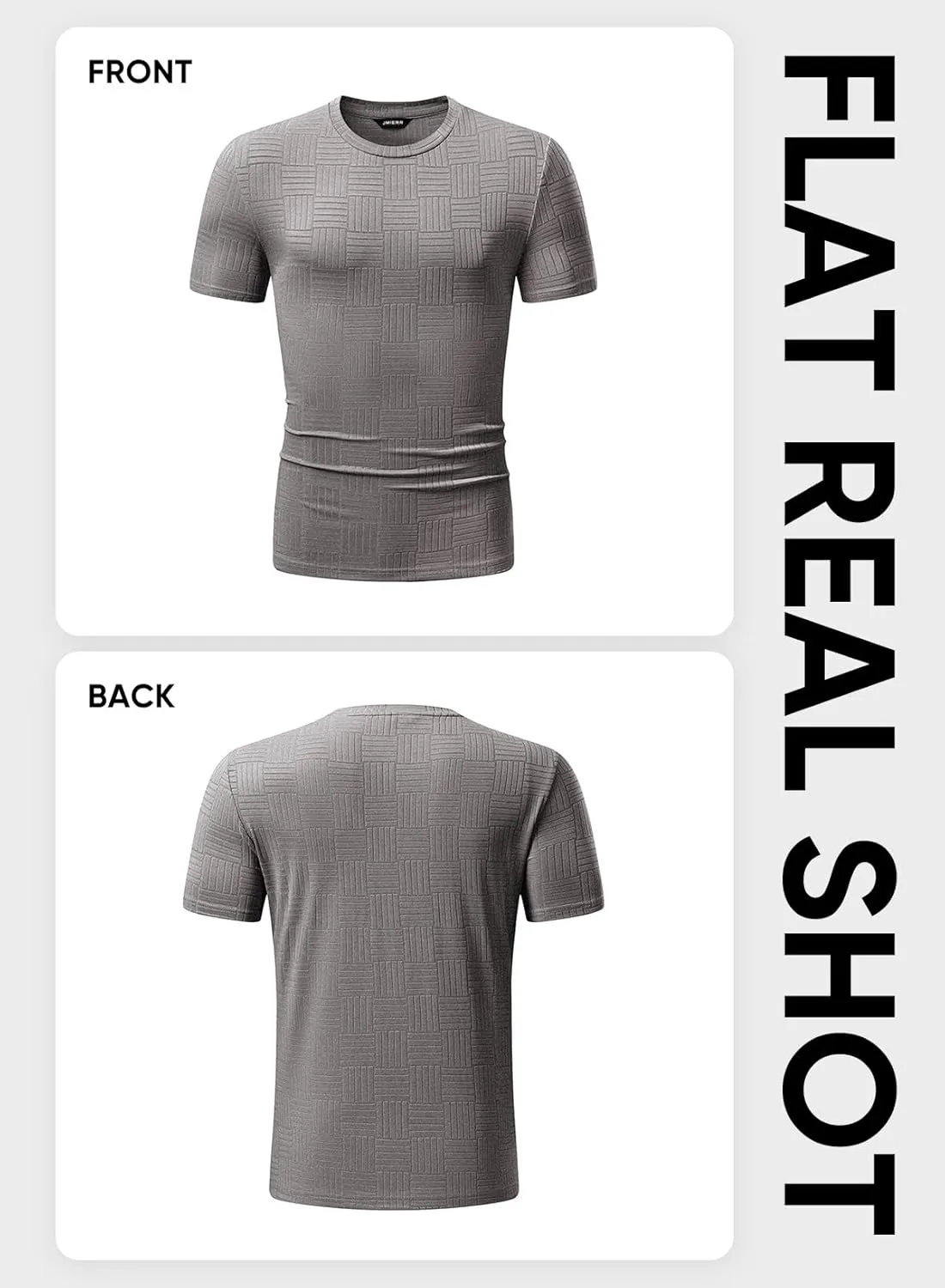 JMIERR Mens T-Shirt Casual Stretch Solid Crewneck Short Sleeve Tees Textured Shirts