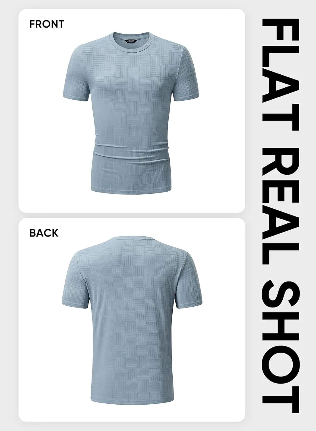 JMIERR Mens T-Shirt Casual Stretch Solid Crewneck Short Sleeve Tees Textured Shirts
