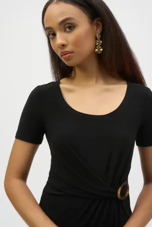 Joseph Ribkoff Silky Knit Fitted Top With Buckle Detail