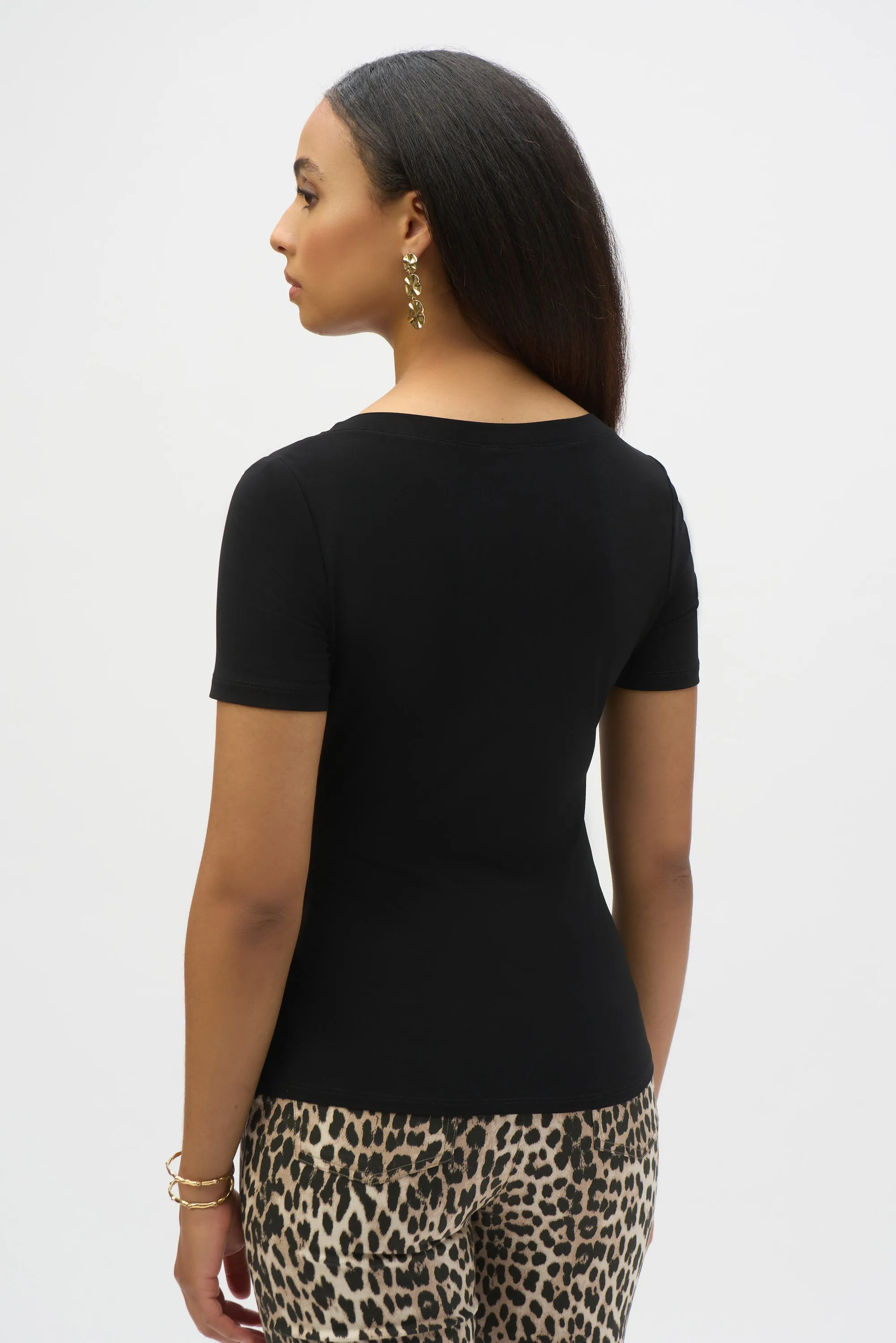 Joseph Ribkoff Silky Knit Fitted Top With Buckle Detail