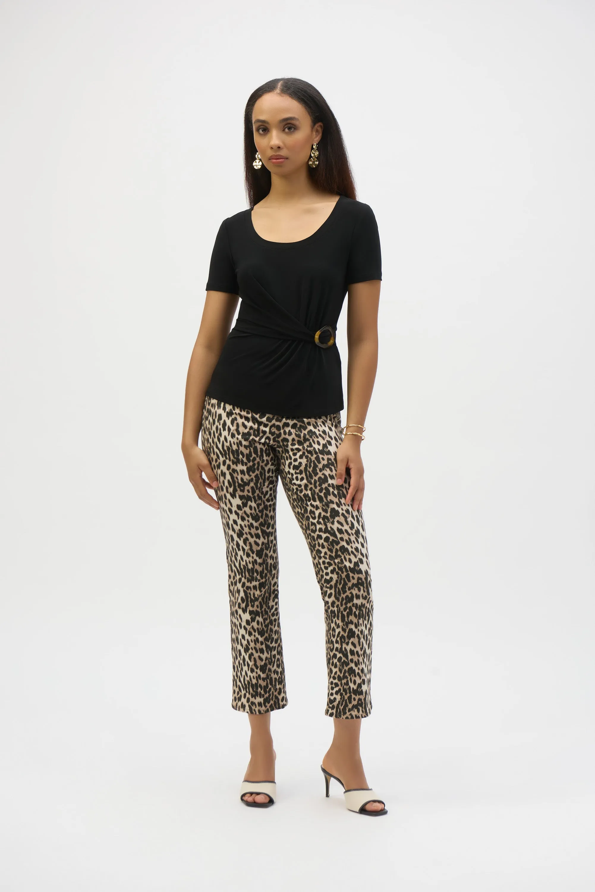 Joseph Ribkoff Silky Knit Fitted Top With Buckle Detail