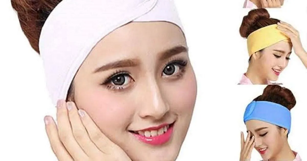 K Kudos Professional Women's Polycotton Facial Headbands, Facial Band For Women Men, Facial Head Band Adjustable - Pack of 2