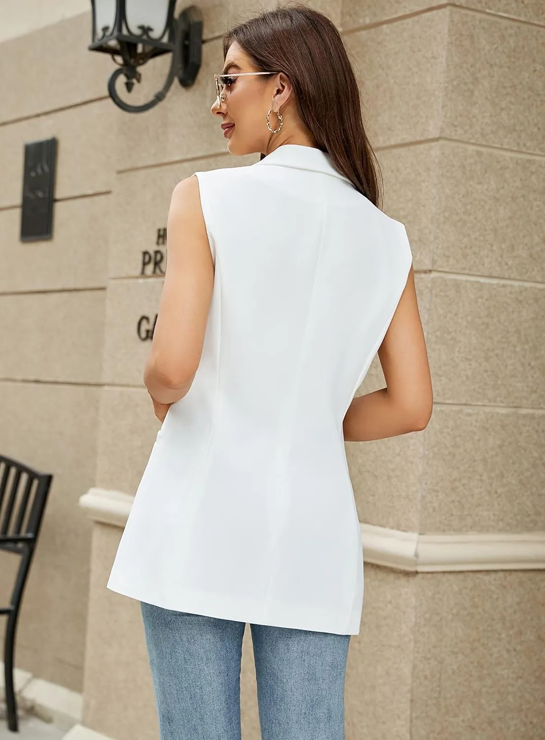 Kedera Women's Sleeveless Vest Blazer Fully Lined Spring Casual Open Front Work Office Tops Jacket Pockets