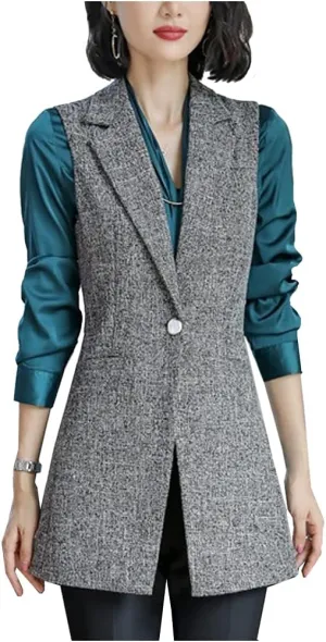 Kedera Women's Sleeveless Vest Blazer Fully Lined Spring Casual Open Front Work Office Tops Jacket Pockets