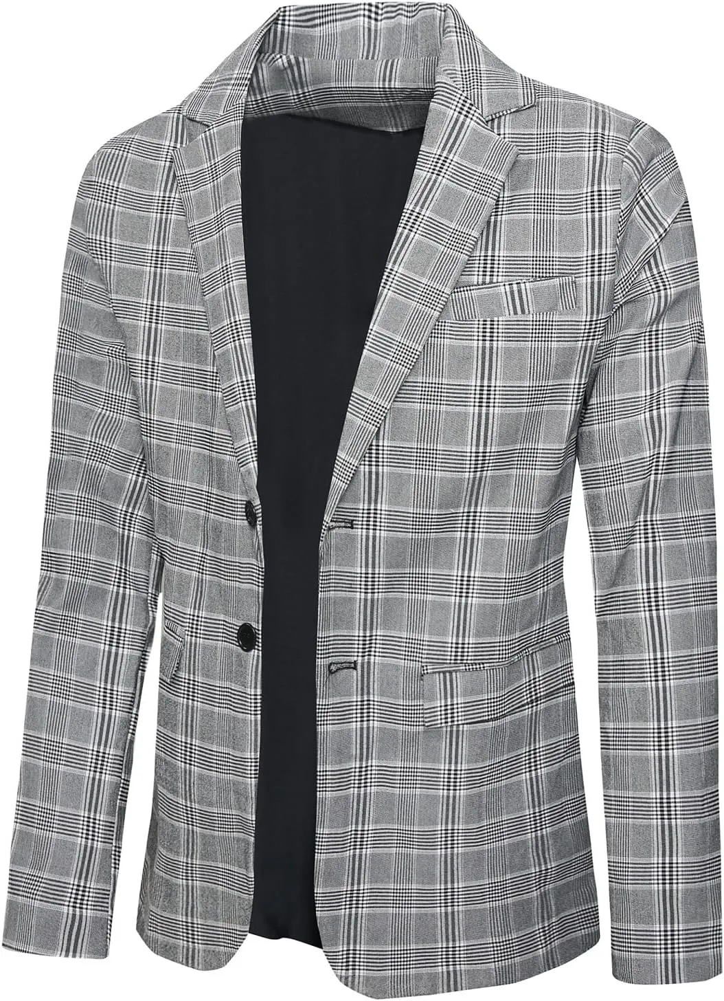 Keevoom Mens Blazer Slim Fit Plaid Suit Jacket Two Button Lightweight Casual Sport Coats Checkered Blazer