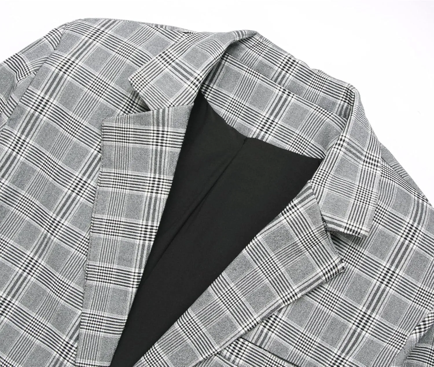 Keevoom Mens Blazer Slim Fit Plaid Suit Jacket Two Button Lightweight Casual Sport Coats Checkered Blazer