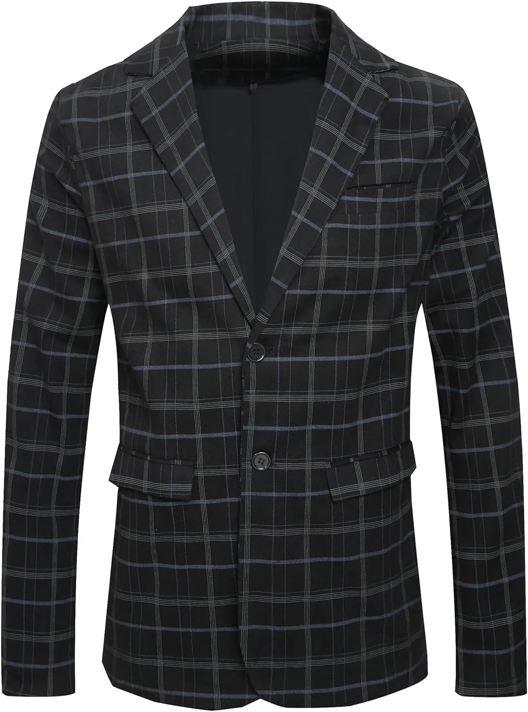 Keevoom Mens Blazer Slim Fit Plaid Suit Jacket Two Button Lightweight Casual Sport Coats Checkered Blazer