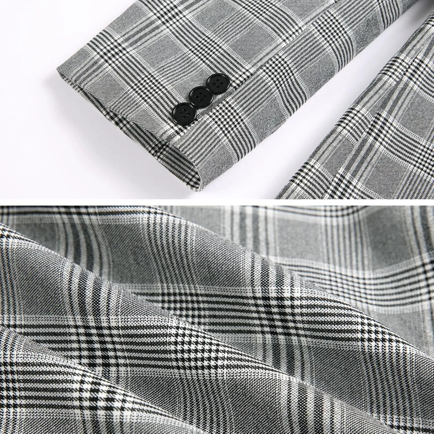 Keevoom Mens Blazer Slim Fit Plaid Suit Jacket Two Button Lightweight Casual Sport Coats Checkered Blazer