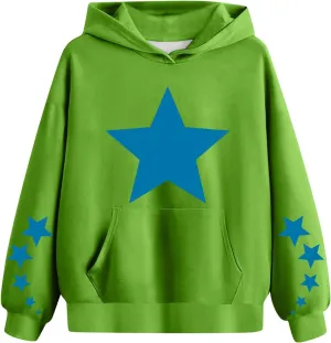 Kids Girls' Hoodies Star Graphic Preppy Hooded Sweatshirt Toddler Y2K Trendy Oversized Hoodies Pullover Sweatshirts