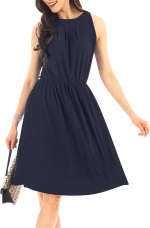 KOH KOH Womens Sleeveless Halter Neck Flowy Work Knee Length Day Sexy Mini Dress