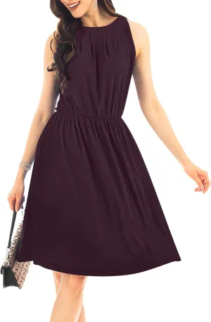 KOH KOH Womens Sleeveless Halter Neck Flowy Work Knee Length Day Sexy Mini Dress