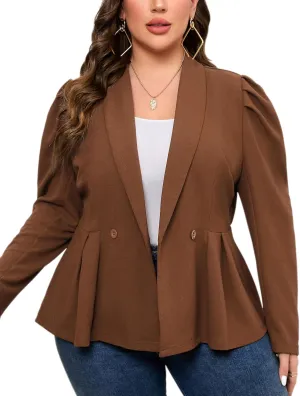 KOJOOIN Womens Plus Size Business Casual Blazers for Work Long Sleeve Shawl Lapel Knit Blazer Suit Jackets