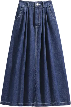 Korean Vintage Denim Skirt, Women's Oversized high Waisted Denim Skirt, Harajuku Denim Skirt