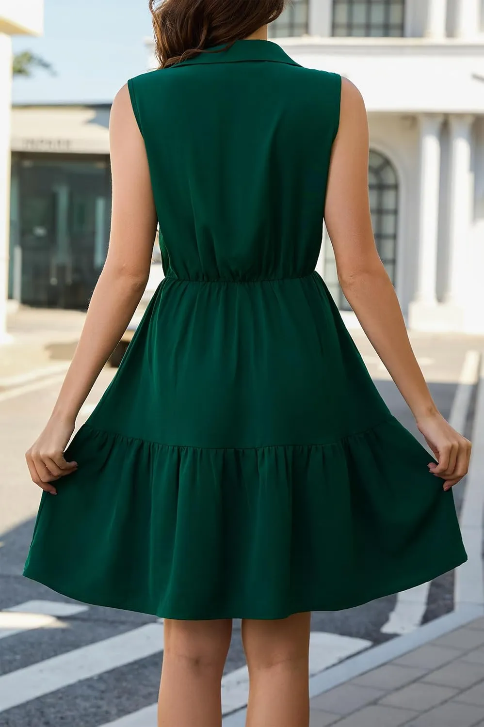 Kormei Women's Casual Summer Sleeveless V Neck Button Short Dress Boho Floral A line Shirts Sundress