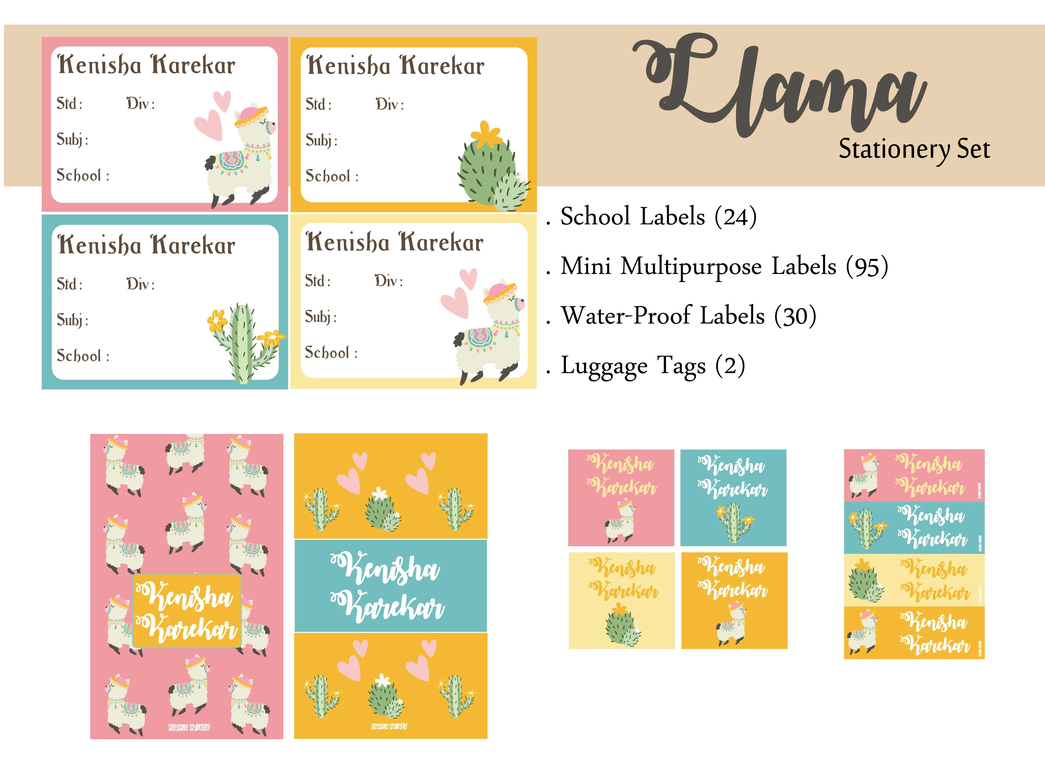 Label Set - Llama, 146 labels and 2 bag tags